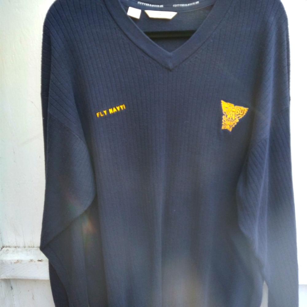 Cutter & buck fly navy embroidery v neck sweater xxl
